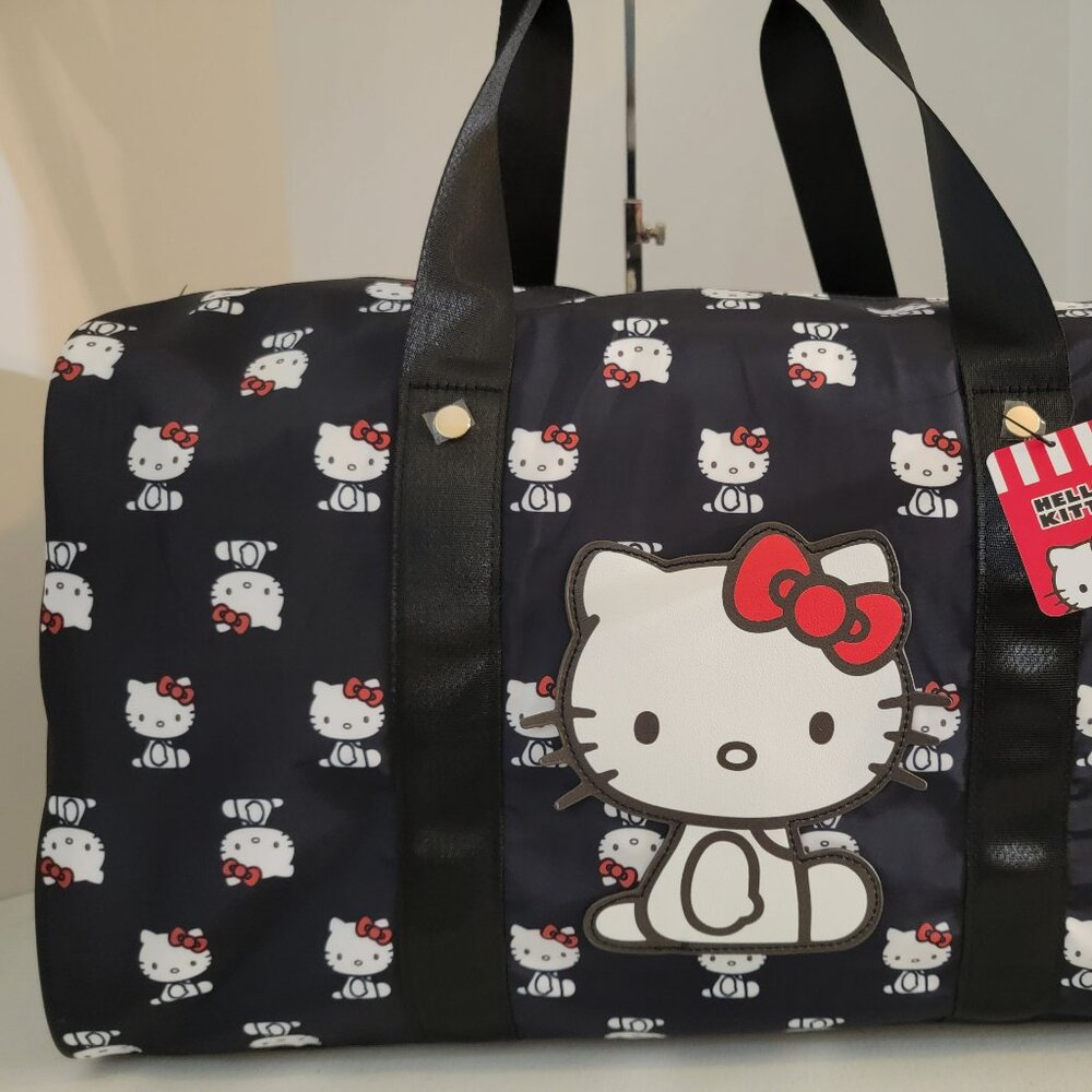 Hello Kitty Duffle Bag Sanrio Navy Weekender Travel Gym Overnight Bag New - Picture 2 of 10